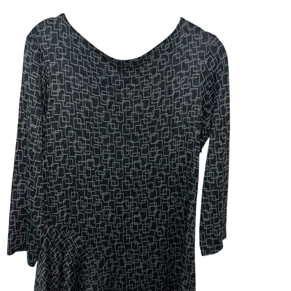 Worth charcoal gray geometric long sleeve dress large L like new - Picture 2 of 6